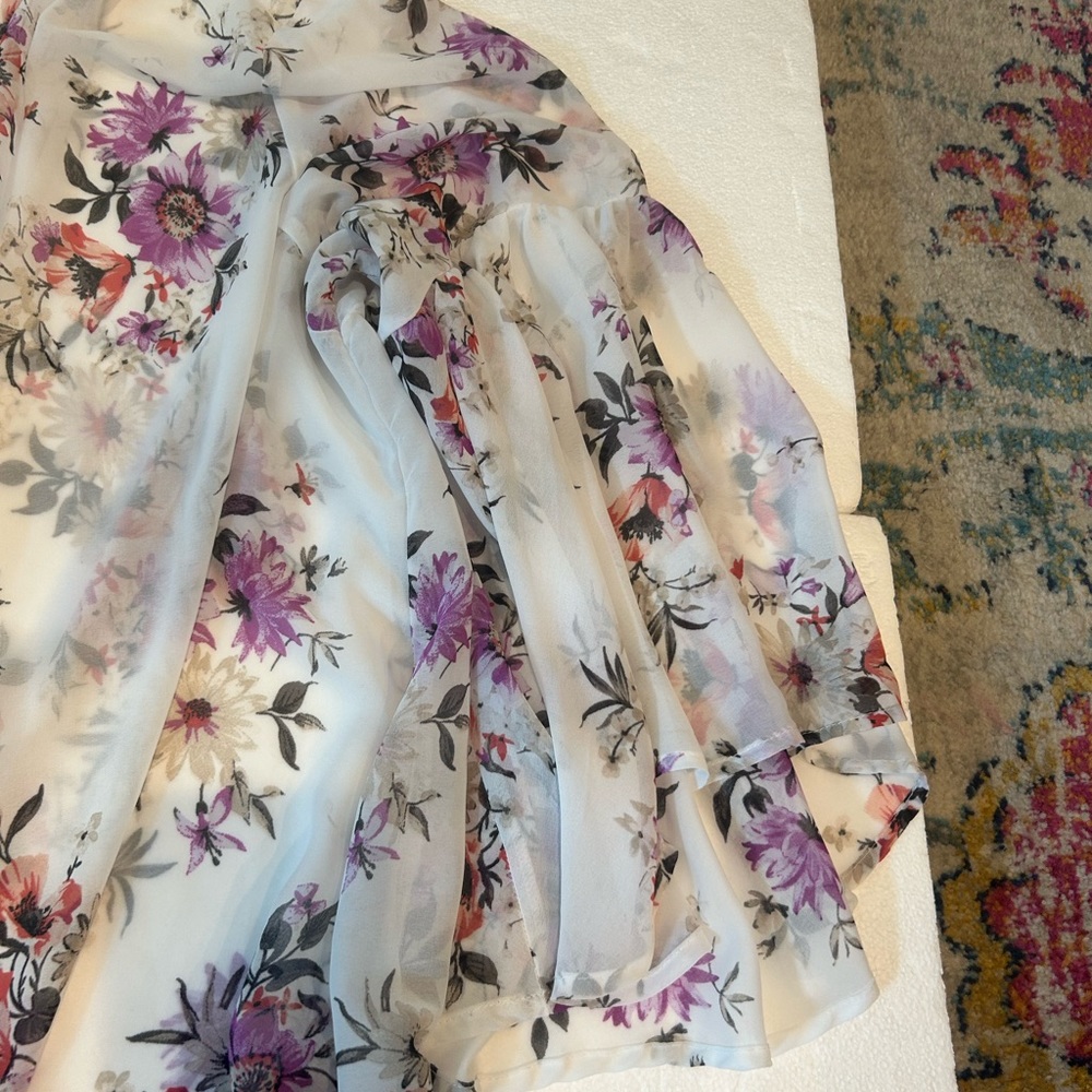 Torrid coffin circle sleeve kimono floral print white purple blue black pink - Picture 5 of 13